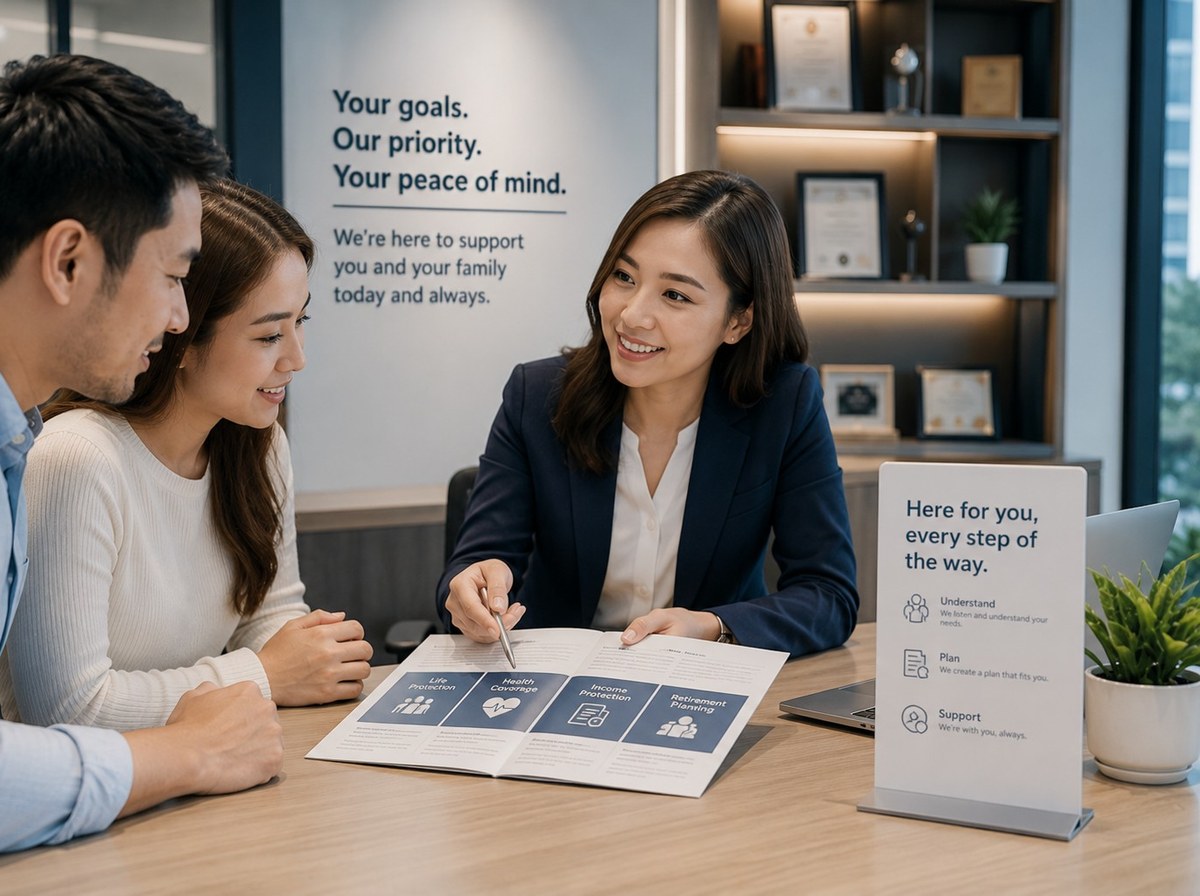 WeShield agent explaining insurance options to customers